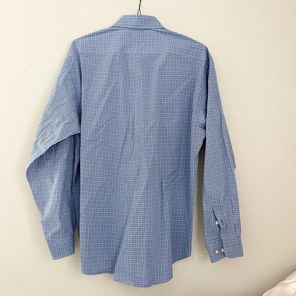 Tommy Hilfiger Mens Plaid Button Down Shirt Large Blue Long Sleeve Cotton Preppy - Picture 7 of 7